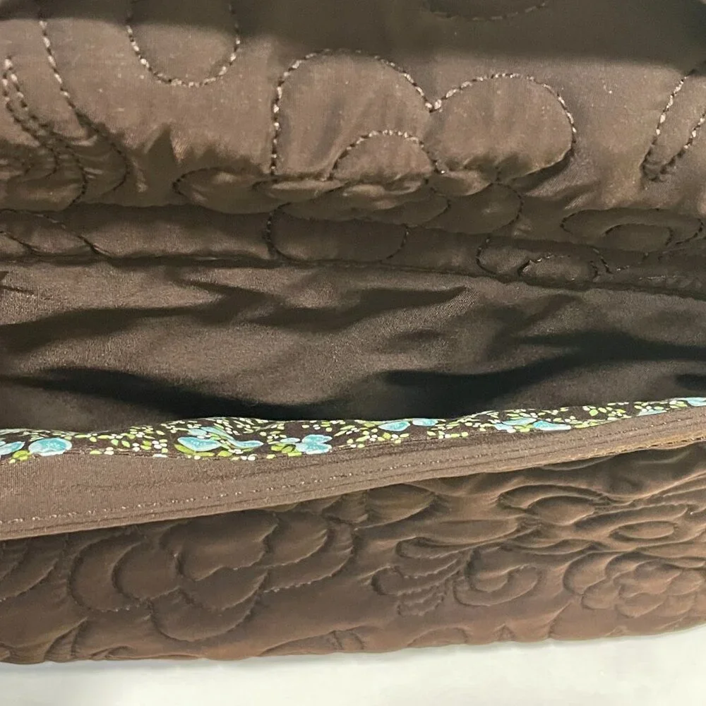 VERA BRADLEY Quilted Microfiber Attache Briefcase/Laptop Messenger Bag Brown